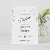 Invitation élégante de baptême pour bébé fille (Debout devant)