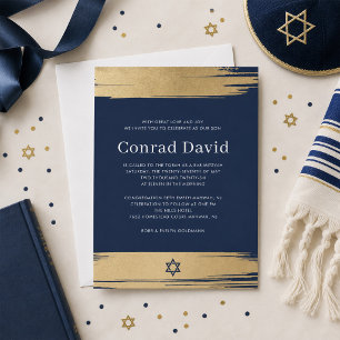 Invitation élégante de Bar Mitzvah bleu marine