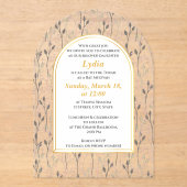 Invitation élégante de Bat Mitzvah à motif floral (Recto)