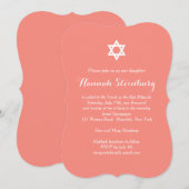 Invitation élégante de Bat mitzvah de corail (Devant / Derrière)
