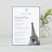 Invitation élégante de Bat Mitzvah de la Tour Eiff (Debout devant)