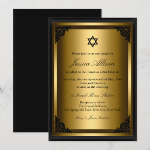 Invitation élégante de bat-mitzvah en or noir