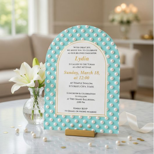 Invitation élégante de Bat Mitzvah perle