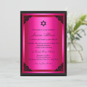 Invitation élégante de Bat mitzvah rose et noir (Debout devant)