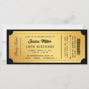 Invitation élégante de billet en or