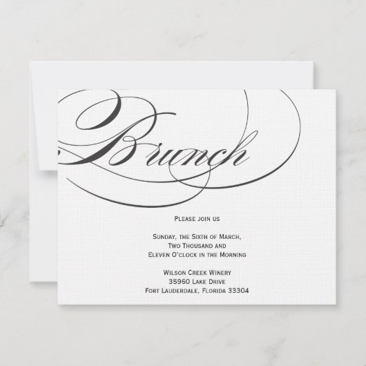 Invitation élégante de brunch de manuscrit - noir (Devant)