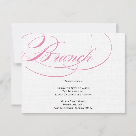 Invitation élégante de brunch de manuscrit - rose (Devant)