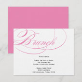 Invitation élégante de brunch de manuscrit - rose (Devant / Derrière)