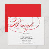 Invitation élégante de brunch de manuscrit - rouge (Devant / Derrière)