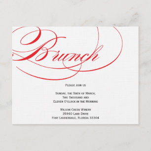 Invitation élégante de brunch de manuscrit - rouge