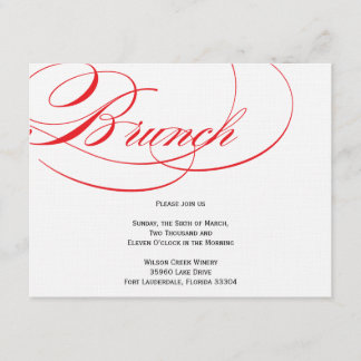 Invitation élégante de brunch de manuscrit - rouge