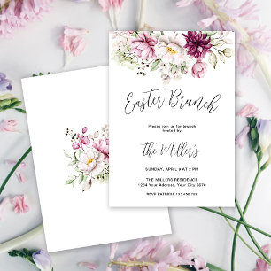 Invitation élégante de brunch de Pâques à motif fl