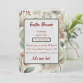 Invitation élégante de brunch de Pâques aux fleurs (Debout devant)