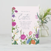 Invitation élégante de brunch de Pâques florale (Debout devant)