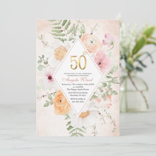 Invitation élégante de célébration d'anniversaire  (Debout devant)