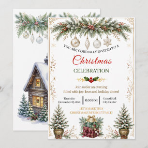 Invitation élégante de célébration de Noël à l'aqu