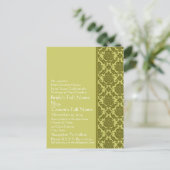 Invitation Élégante de chaux et de Mariage damassé (Debout devant)