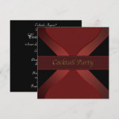 Invitation élégante de cocktail party rouge et noi (Devant / Derrière)