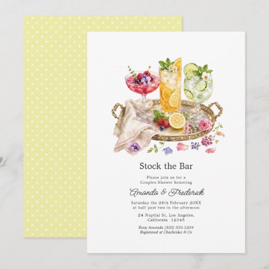 Invitation élégante de cocktail pour la douche de (Devant / Derrière)
