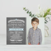 Invitation élégante de communion du bleu | de (Debout devant)