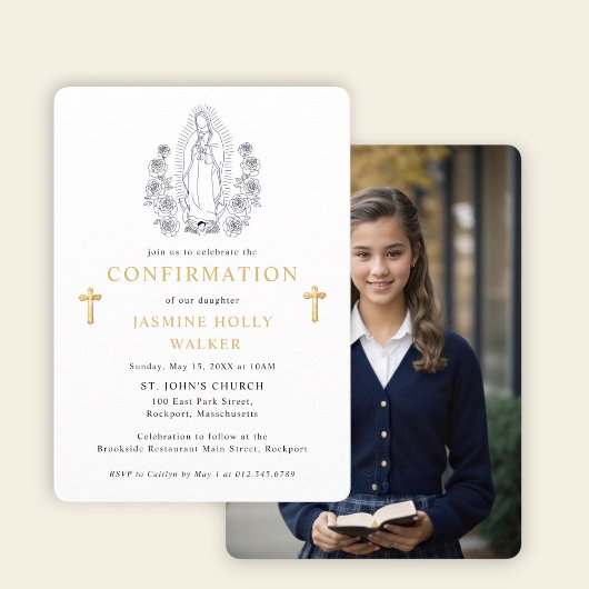 Invitation élégante de confirmation de la Vierge M
