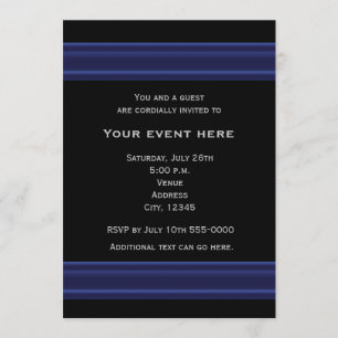Invitation élégante de couleur noire et bleue pour
