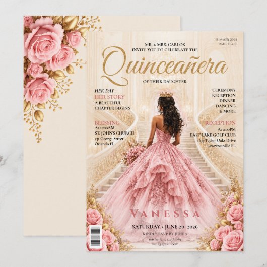 Invitation élégante de couverture de magazine pour (Devant / Derrière)