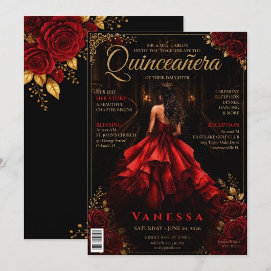 Invitation élégante de couverture de magazine pour (Devant / Derrière)