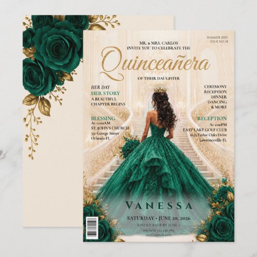 Invitation élégante de couverture de magazine pour (Devant / Derrière)