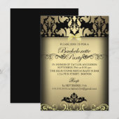 Invitation élégante de damas doré pour enterrement (Devant / Derrière)