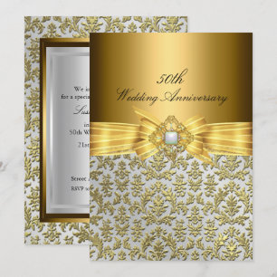 Invitation élégante de damas pour 50e anniversaire