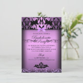 Invitation élégante de damas violet pour enterreme (Debout devant)