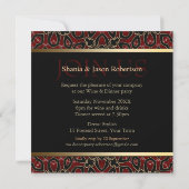 Invitation élégante de dîner de fête Rouge Or Exot (Dos)