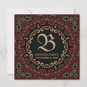 Invitation élégante de dîner de fête Rouge Or Exot