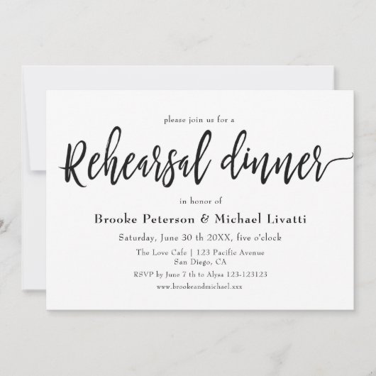 Invitation élégante de dîner de répétition de call (Devant)