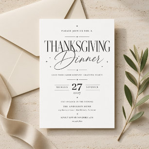 Invitation élégante de dîner de Thanksgiving en éc