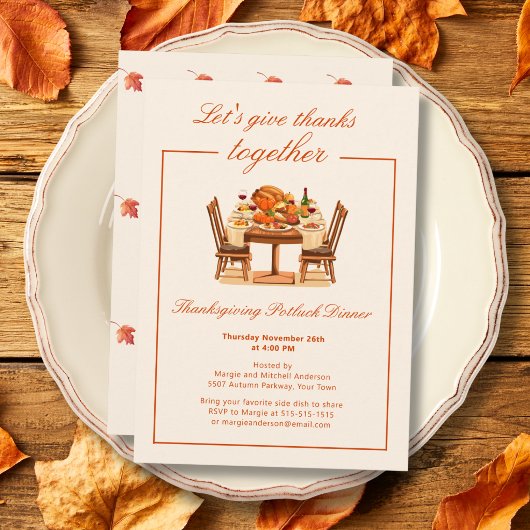 Invitation élégante de dîner de Thanksgiving pour