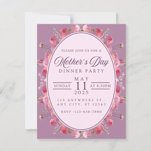 Invitation élégante de dîner pour la fête des Mère (Devant)