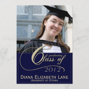 Invitation élégante de diplômé de photo de