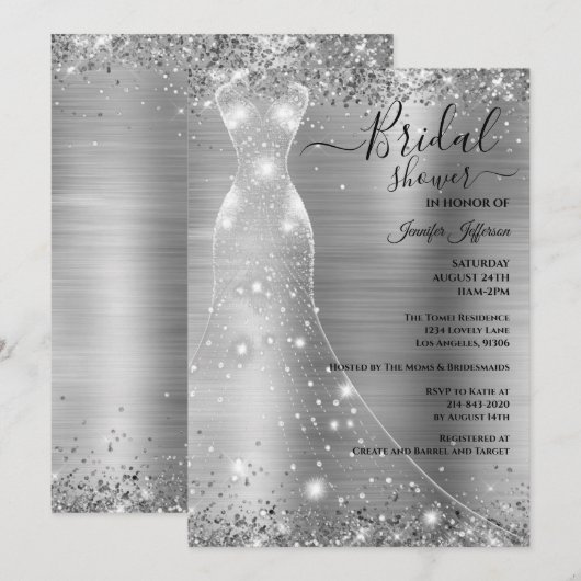Invitation élégante de douche de mariée (Devant / Derrière)