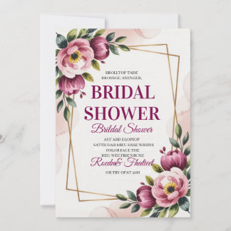 Invitation élégante de douche de mariée florale