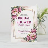 Invitation élégante de douche de mariée florale (Debout devant)