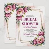 Invitation élégante de douche de mariée florale (Devant / Derrière)