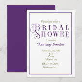 Invitation élégante de douche de mariée violet roy (Devant / Derrière)