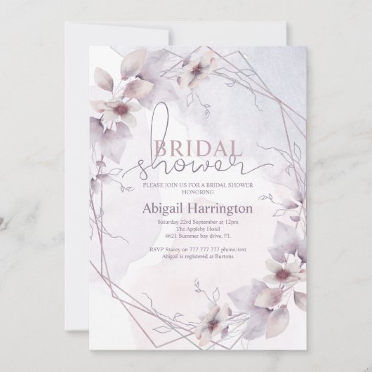 Invitation Élégante de douche nuptiale Blush (Devant)