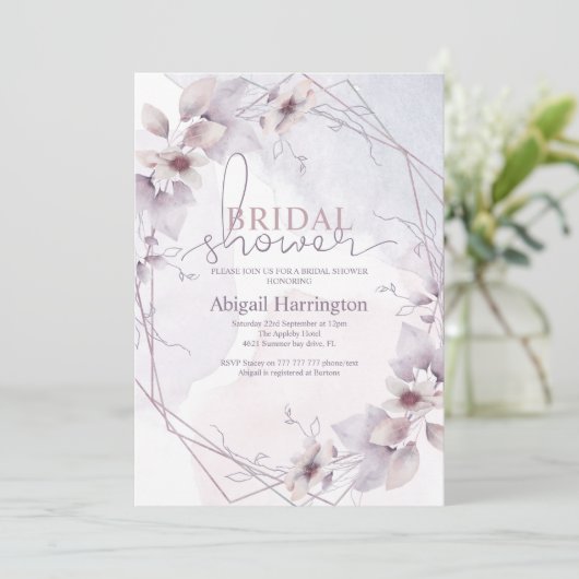 Invitation Élégante de douche nuptiale Blush (Debout devant)