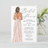 Invitation Élégante de douche nuptiale Gown (Debout devant)