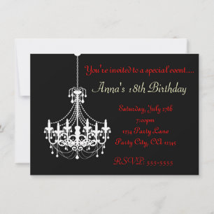 Invitation élégante de fête avec lustre noir et bl