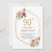 Invitation élégante de fête d'anniversaire fleurs  (Devant)