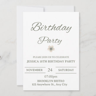 Invitation élégante de fête d'anniversaire florale